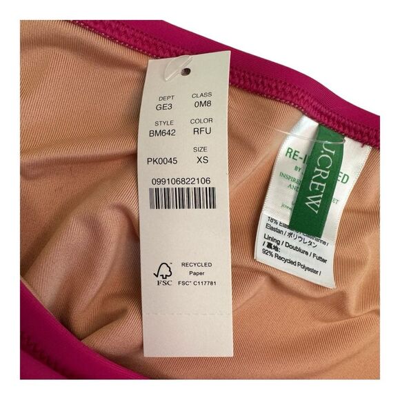 NWT J Crew Radiant Fuchsia High Rise Full Coverage Bikini Bottom Swimwear Sz XS - Picture 4 of 7